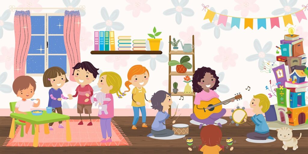 guardería, jardín de infancia, preescolar, niños, jugar, guardería, dibujos animados, cantar, hacer música, feliz, jardín de infancia, jardín de infancia, preescolar, guardería, guardería, guardería, guardería, guardería